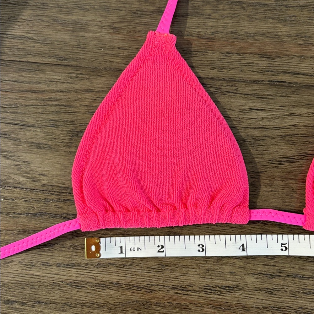 NWT [Oneone] Ariel Hot Pink Tie Triangle Bikini Swimsuit Swim Top Women’s XS - Picture 6 of 10